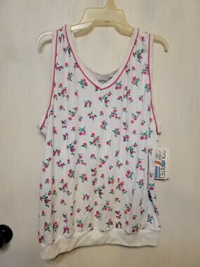 Vintage Retro Favorites Pink White Floral Tank Blouse Size 3x New